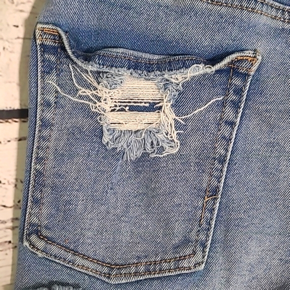 Almost Famous High Waist Distressed Cut Off Light Blue Denim Jean Shorts Size 9 - Picture 11 of 16